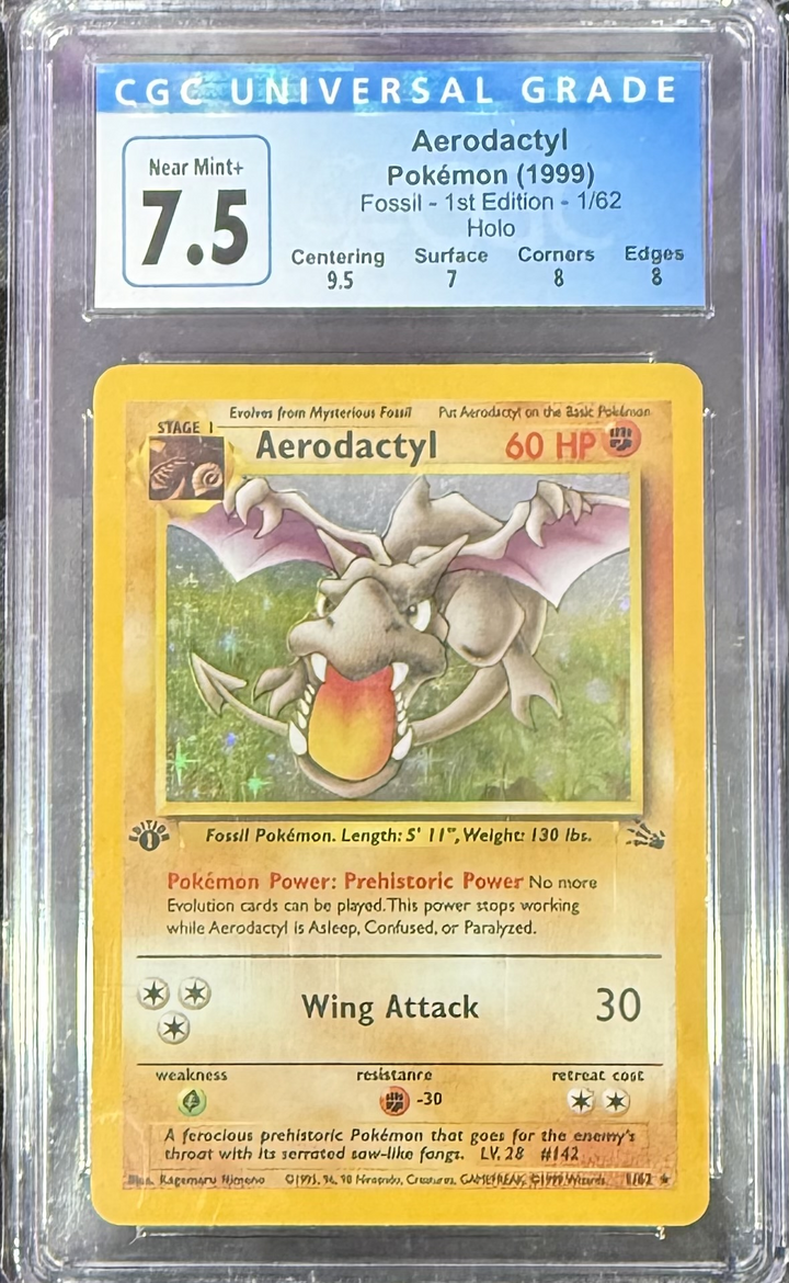 Aerodactyl 1/62 Fossil 1st Edition Holo - Pokemon (1999) - CGC 7.5
