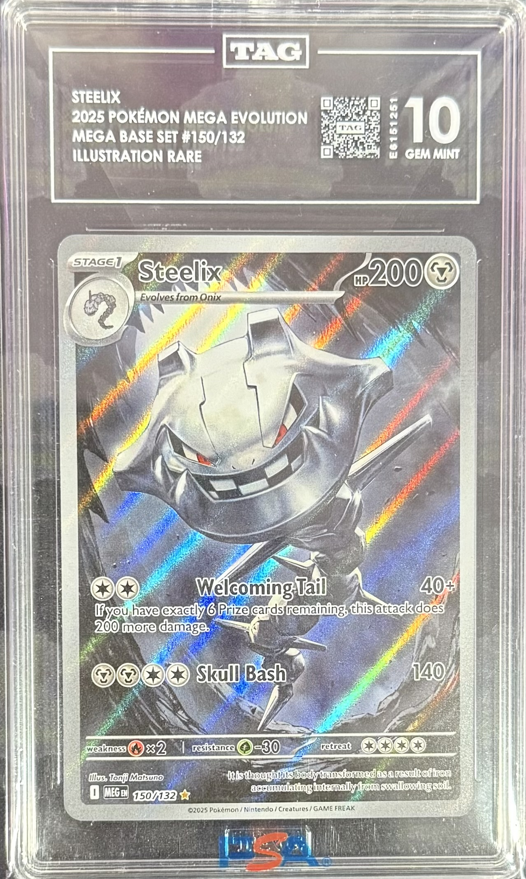 Steelix - 2025 Pokemon Mega Evolution - Mega Base Set #150/132 - Illustration Rare - TAG 10