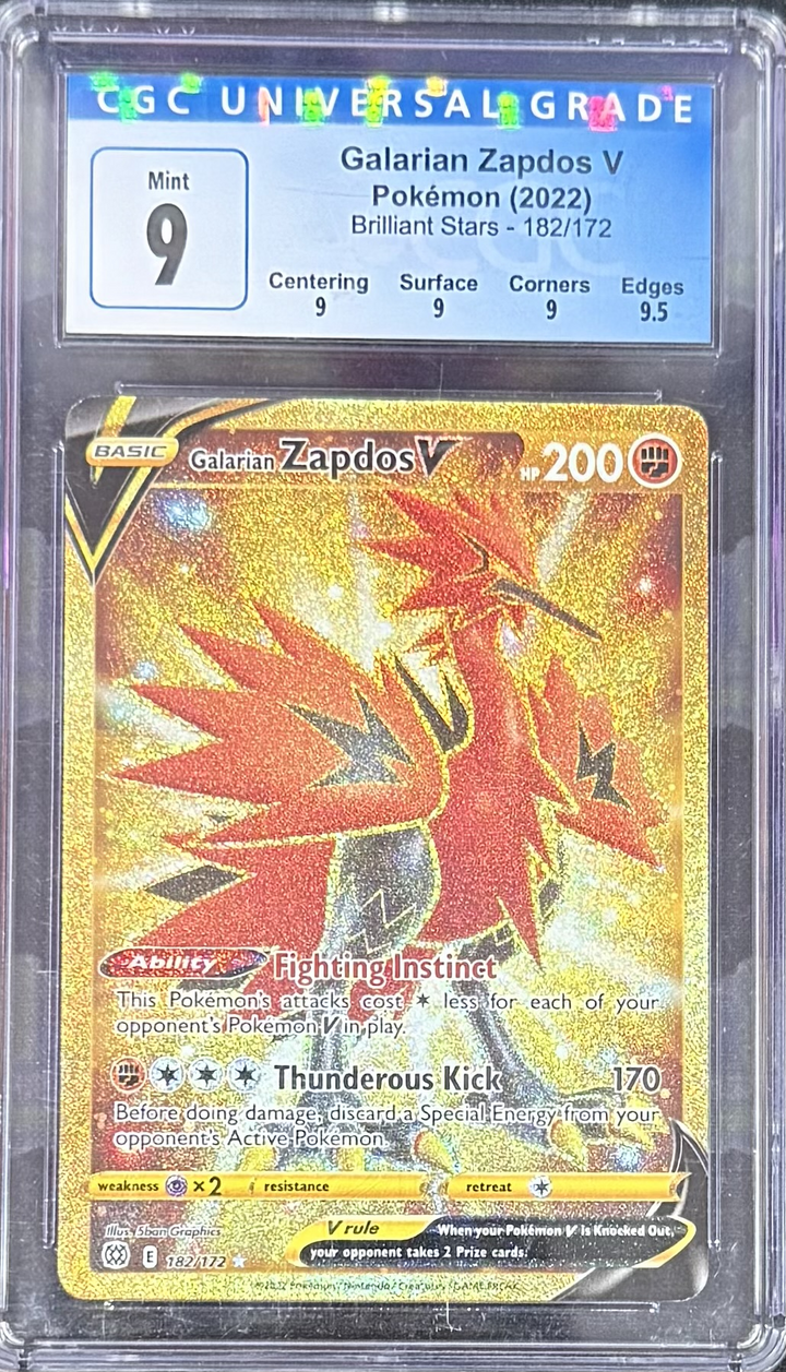 Galarian Zapdos V - Pokemon (2022) - Brilliant Stars - 182/172 - CGC 9