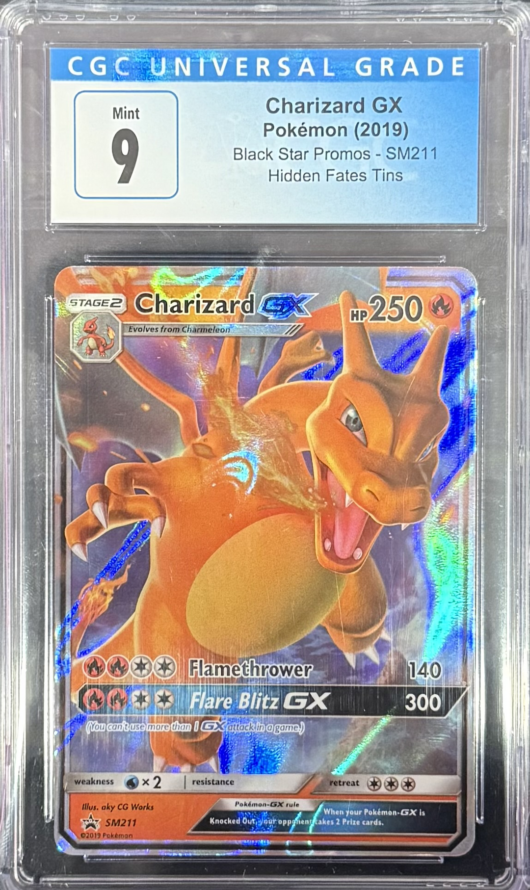 Charizard GX - Pokemon (2019) - Black Star Promos - SM211 - Hidden Fates Tins - CGC 9