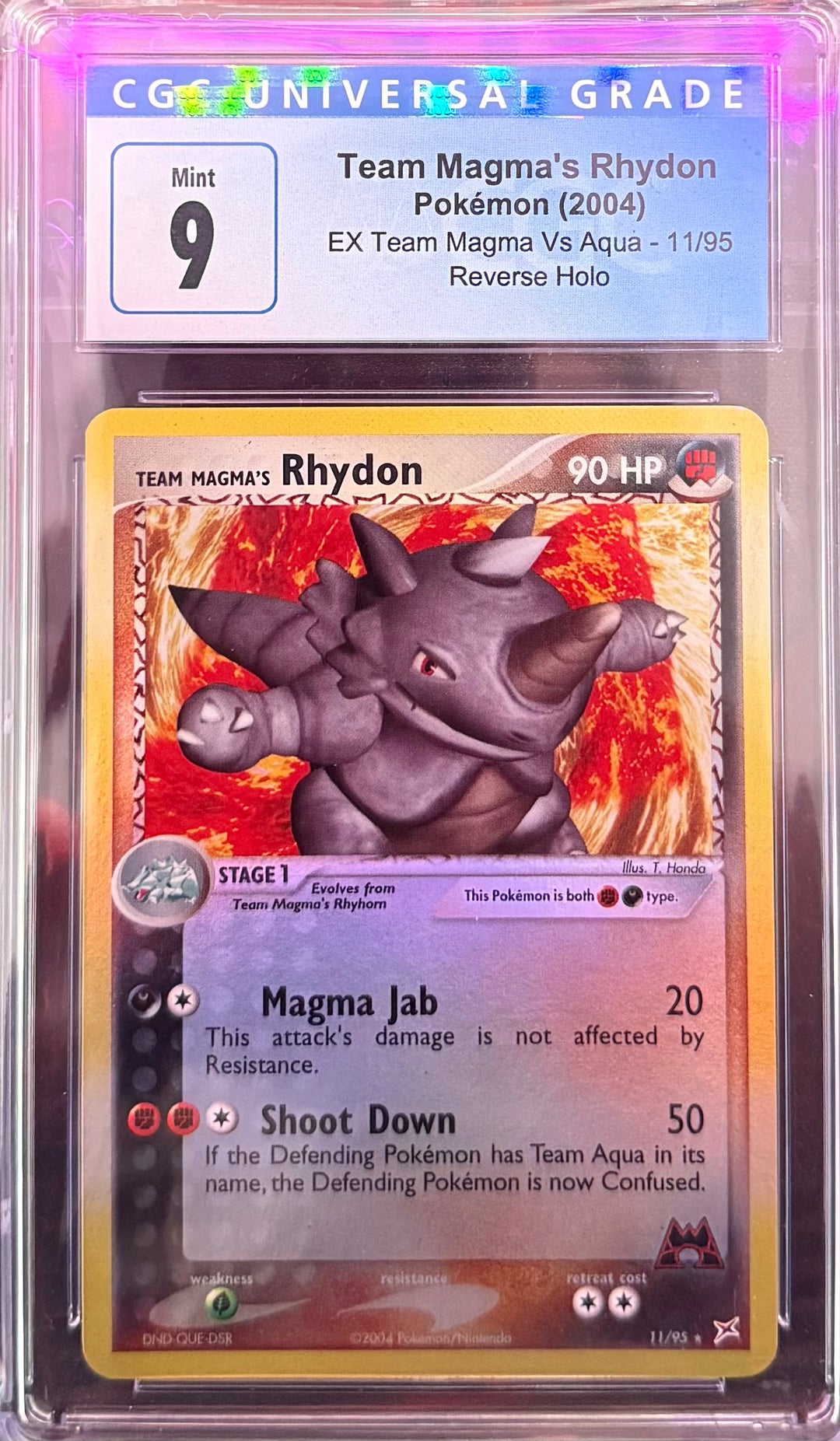 Team Magma's Rhydon - Pokemon (2004) - EX Team Magma Vs Aqua - 11/95 - Reverse Holo - CGC 9