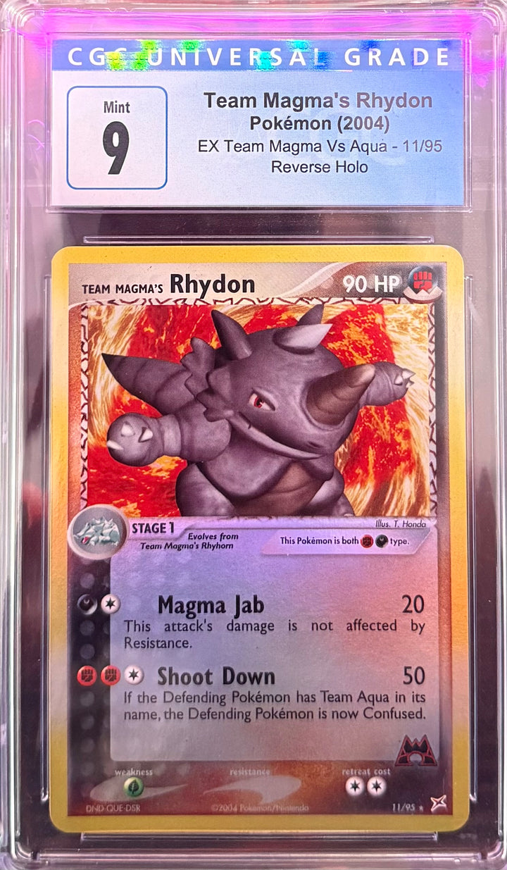Team Magma's Rhydon - Pokemon (2004) - EX Team Magma Vs Aqua - 11/95 - Reverse Holo - CGC 9