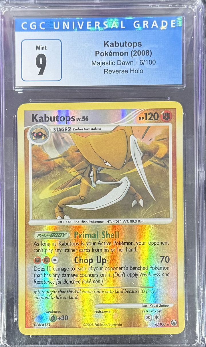 Kabutops - Pokemon (2008) - Majestic Dawn - 6/100 - Reverse Holo - CGC 9