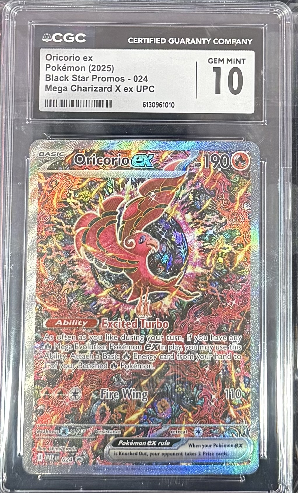 Oricorio ex - Pokemon (2025) - Black Star Promos 024 - Mega Charizard X ex UPC - CGC 10