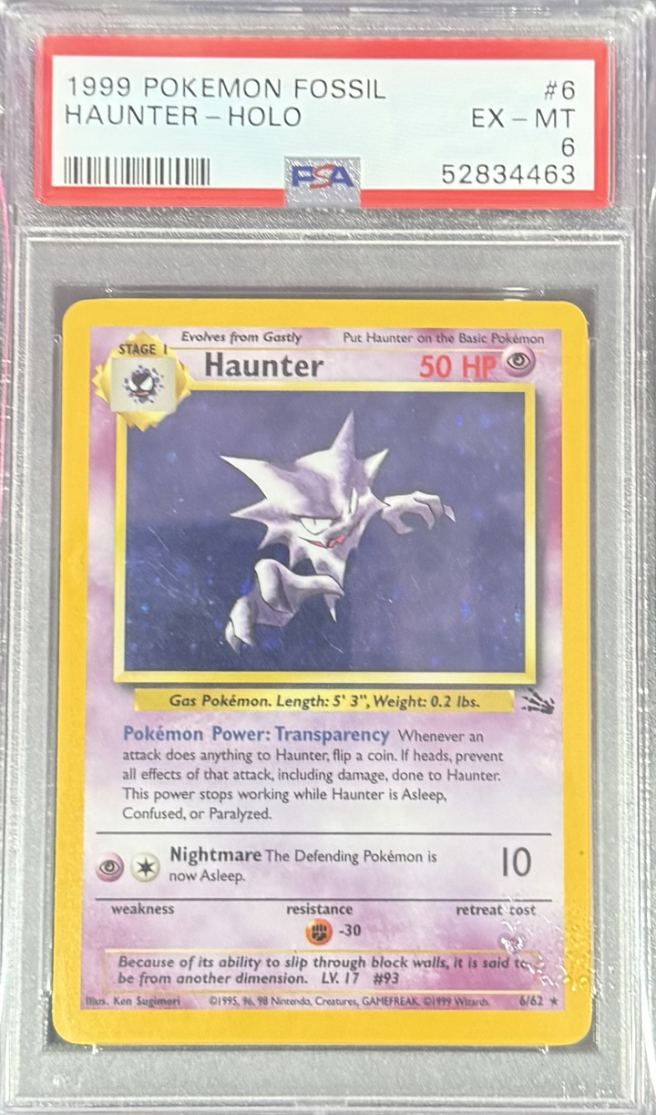 Haunter - Fossil - Holo - 1999 Pokemon Fossil - PSA 6