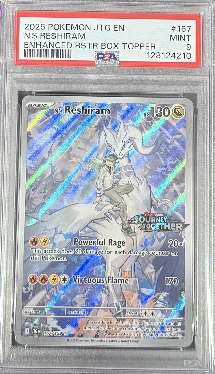 N's Reshiram - Enhanced Booster Box Topper - 2025 Pokemon Journey Together - PSA 9