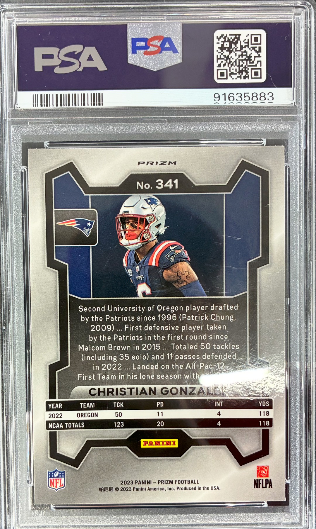 2023 Panini Prizm Football Christian Gonzalez #341 Variation Silver PSA 10