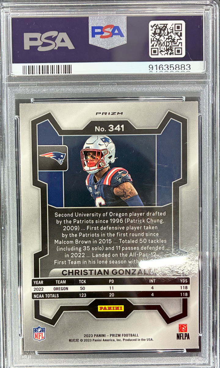 2023 Panini Prizm Football Christian Gonzalez #341 Variation Silver PSA 10