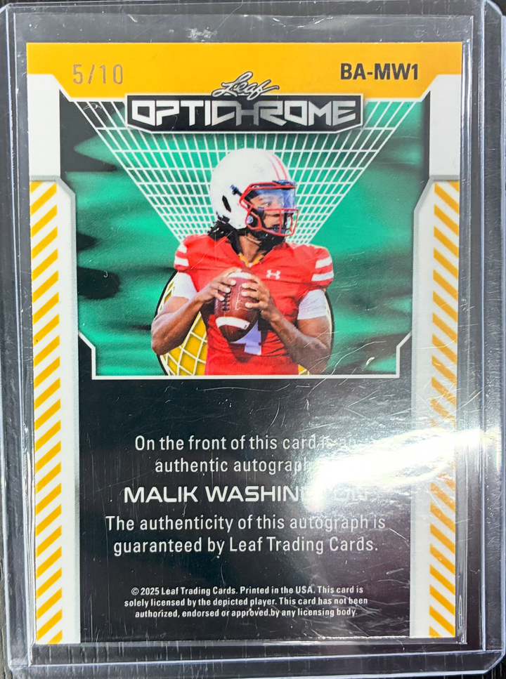 2025 Leaf Optichrome - Malik Washington Silver Shimmer Autograph 6/10