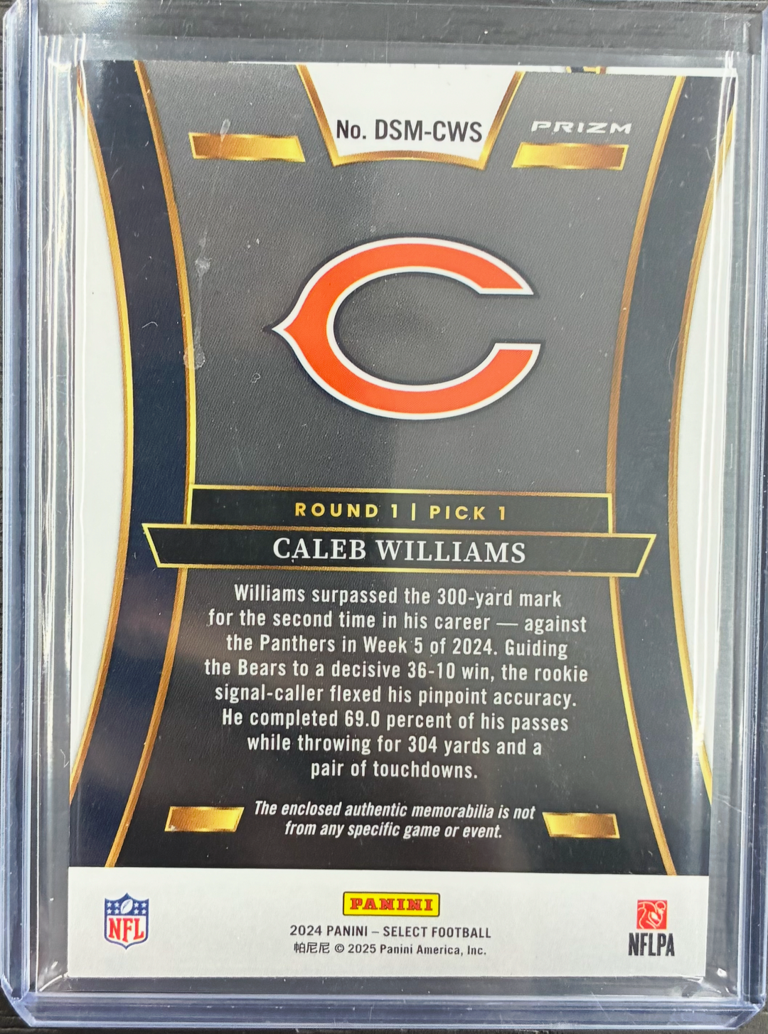 2024 Panini Select Football - Caleb Williams Draft Selections Rookie Relic