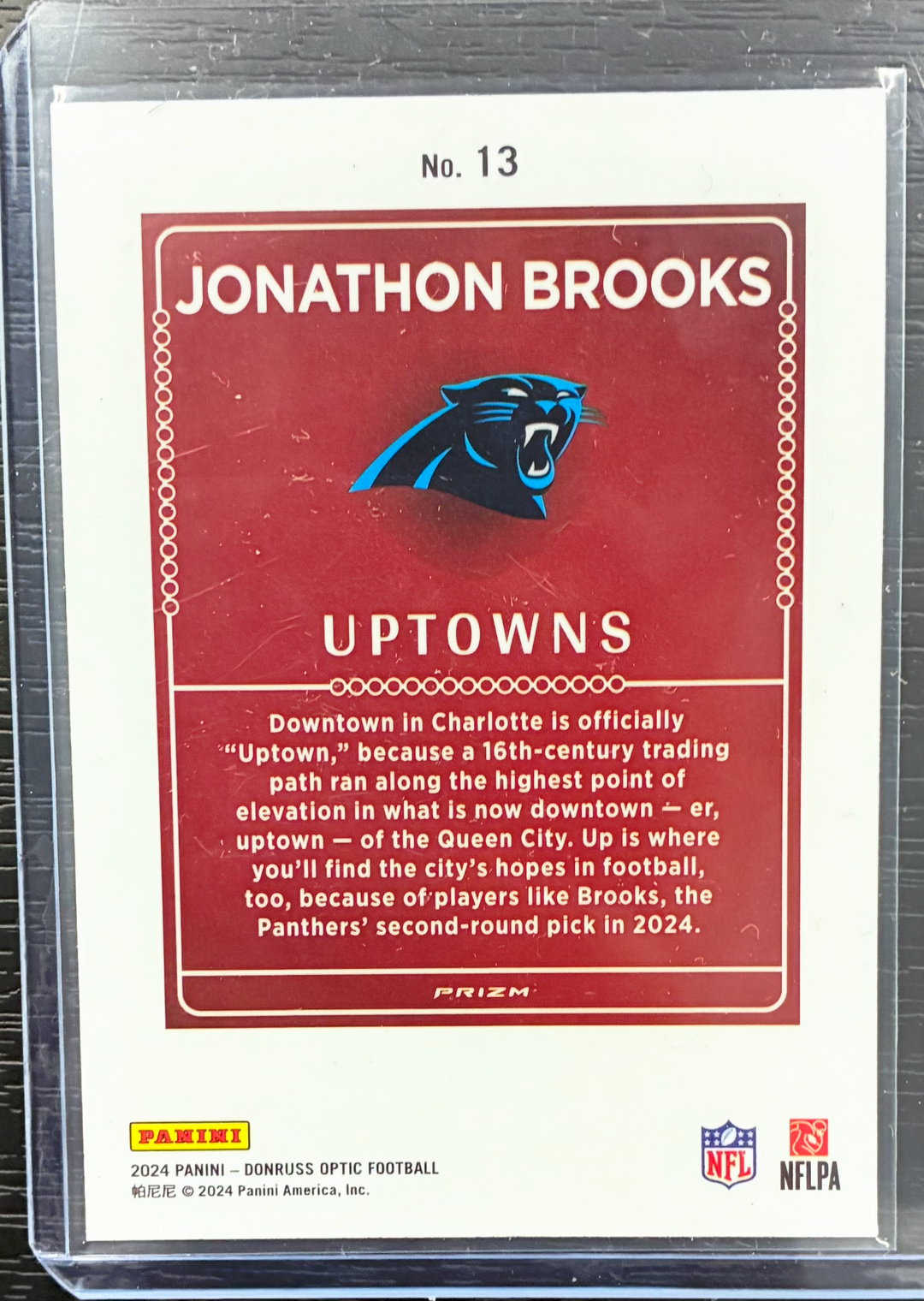 2024 Panini Donruss Optic Football Jonathon Brooks Uptowns Case Hit Rookie