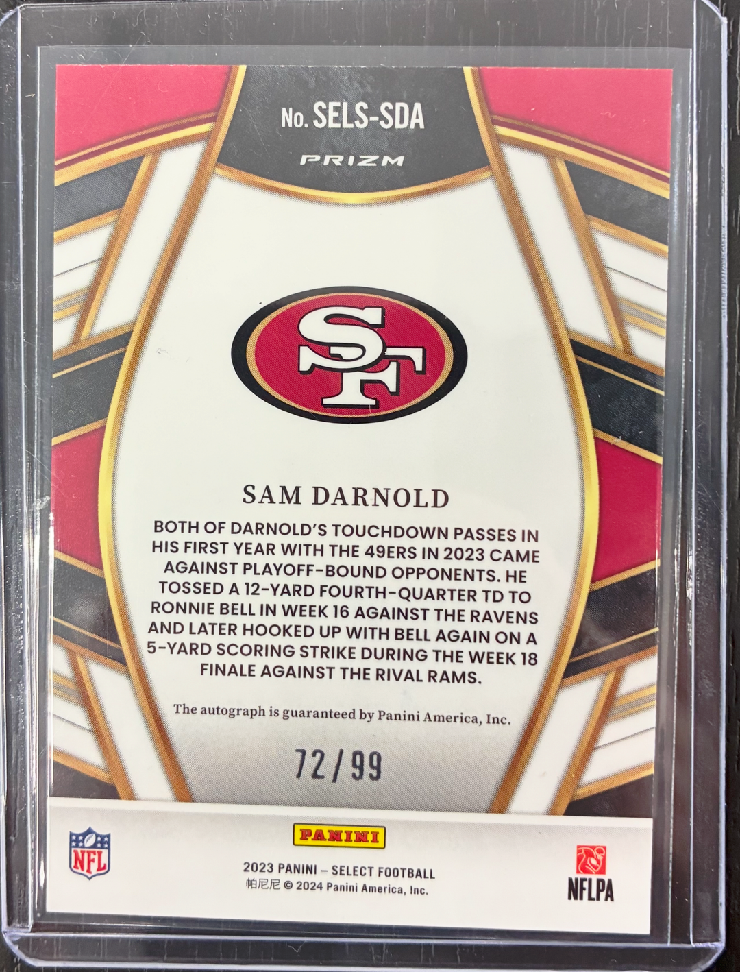 2023 Panini Select Football - Sam Darnold Blue Autograph 72/99
