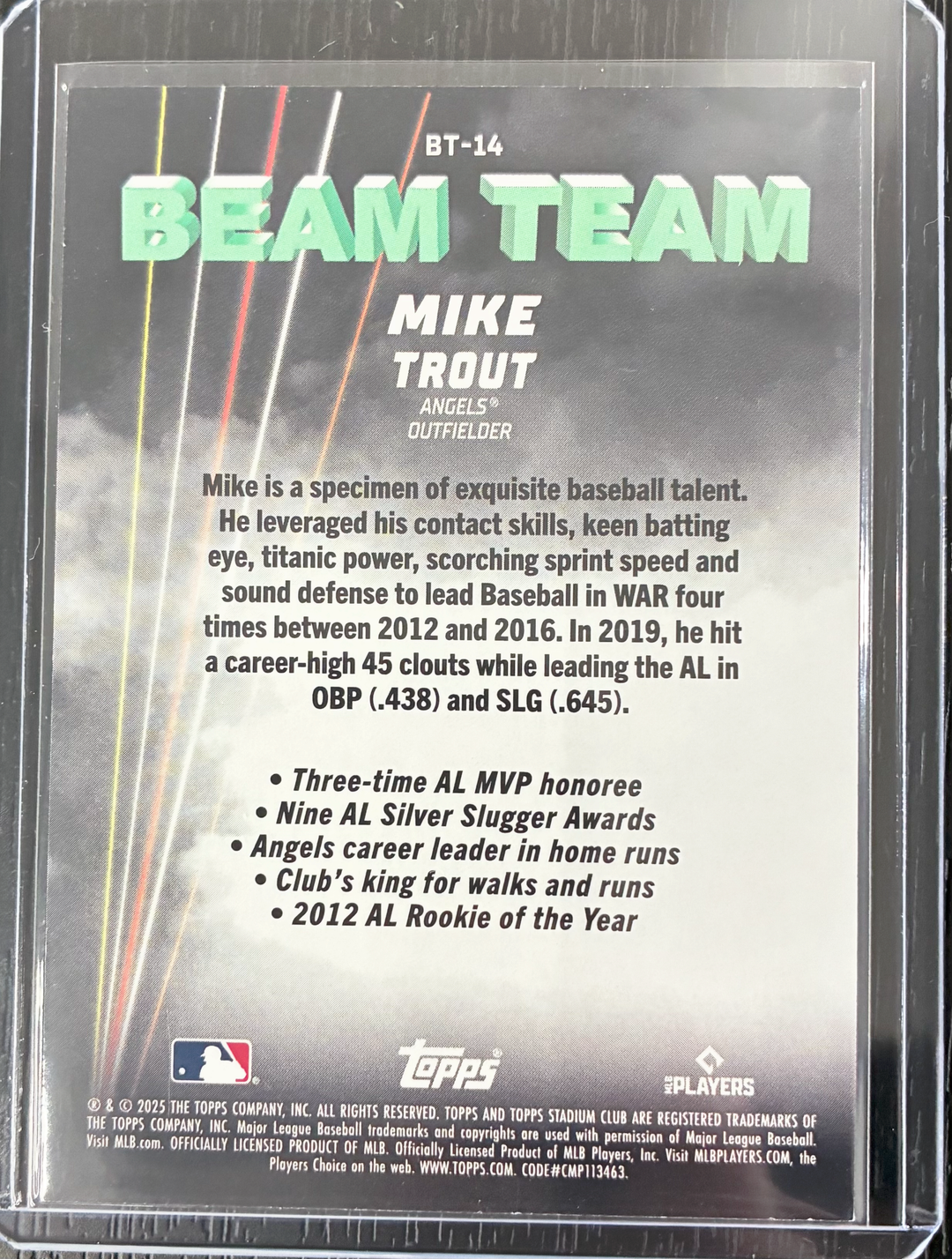 2025 Topps Stadium Club Baseball - Mike Trout Beam Team Case Hit
