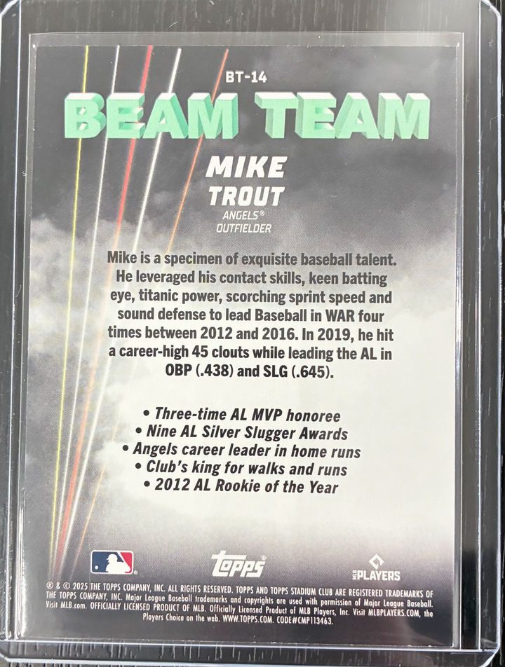 2025 Topps Stadium Club Baseball - Mike Trout Beam Team Case Hit