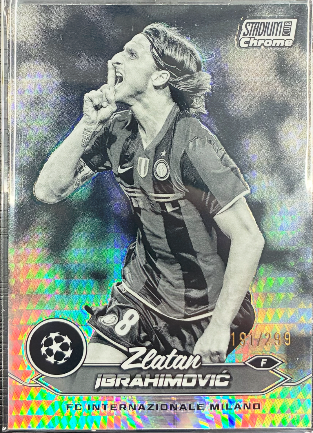 2023-24 Topps Stadium Club Chrome UEFA Champions League - Zlatan Ibrahimovic - Black/White Prism 191/299