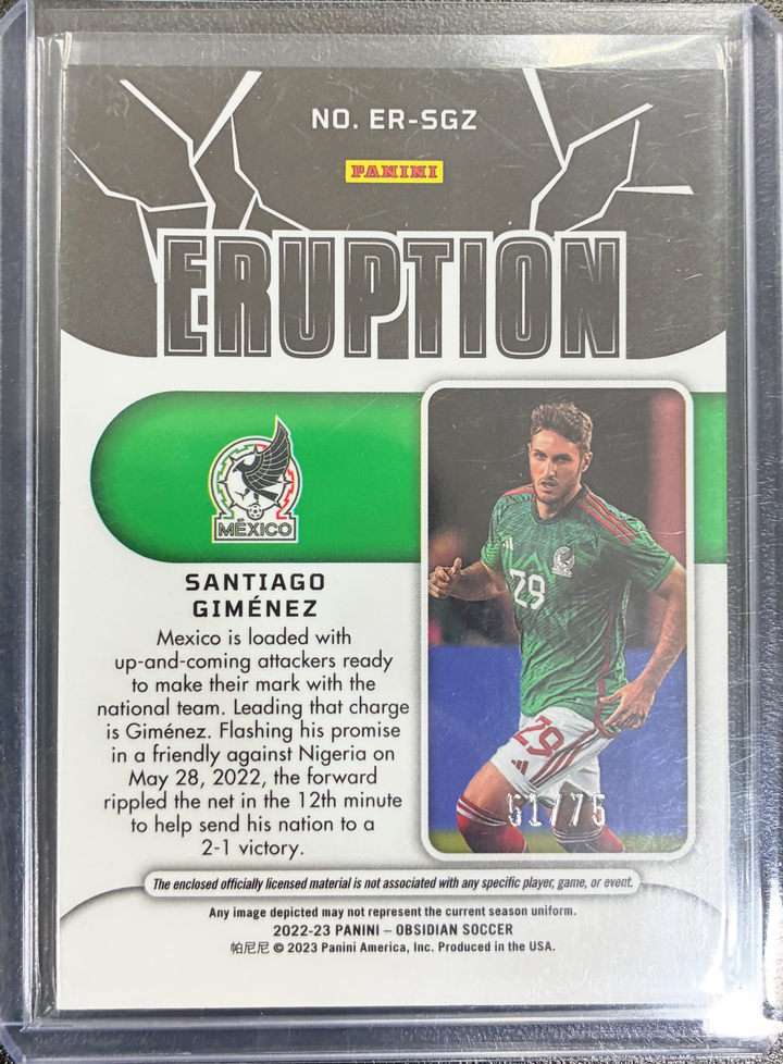2022-23 Panini Obsidian Soccer - Santiago Gimenez #ER-SGZ - Eruption Relic 51/75