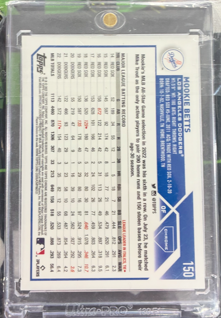 2023 Topps Chrome Baseball - Mookie Betts #150 - Blue Parallel 138/150