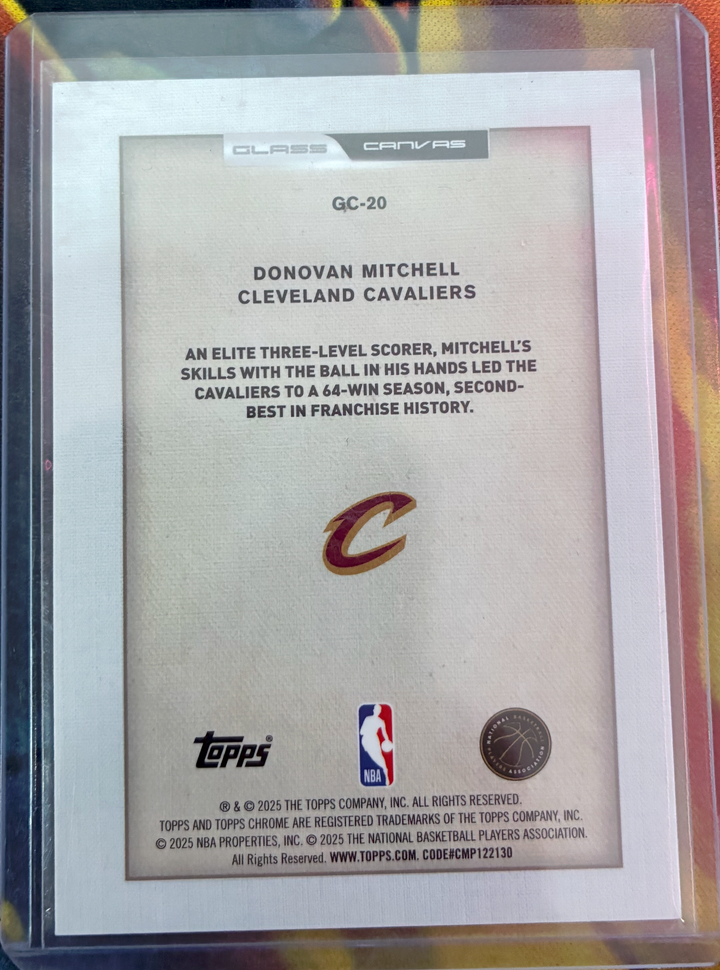 2025-26 Topps Chrome Basketball - Donovan Mitchell #GC-20 - Glass Canvas Case Hit Insert