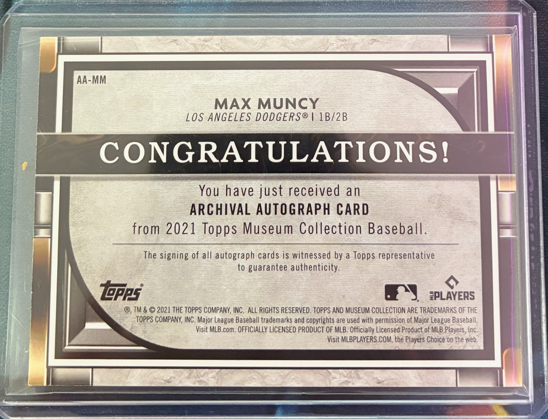 2021 Topps Museum Collection Baseball - Max Muncy AA-MM - Archival Autograph Green Parallel 1/1