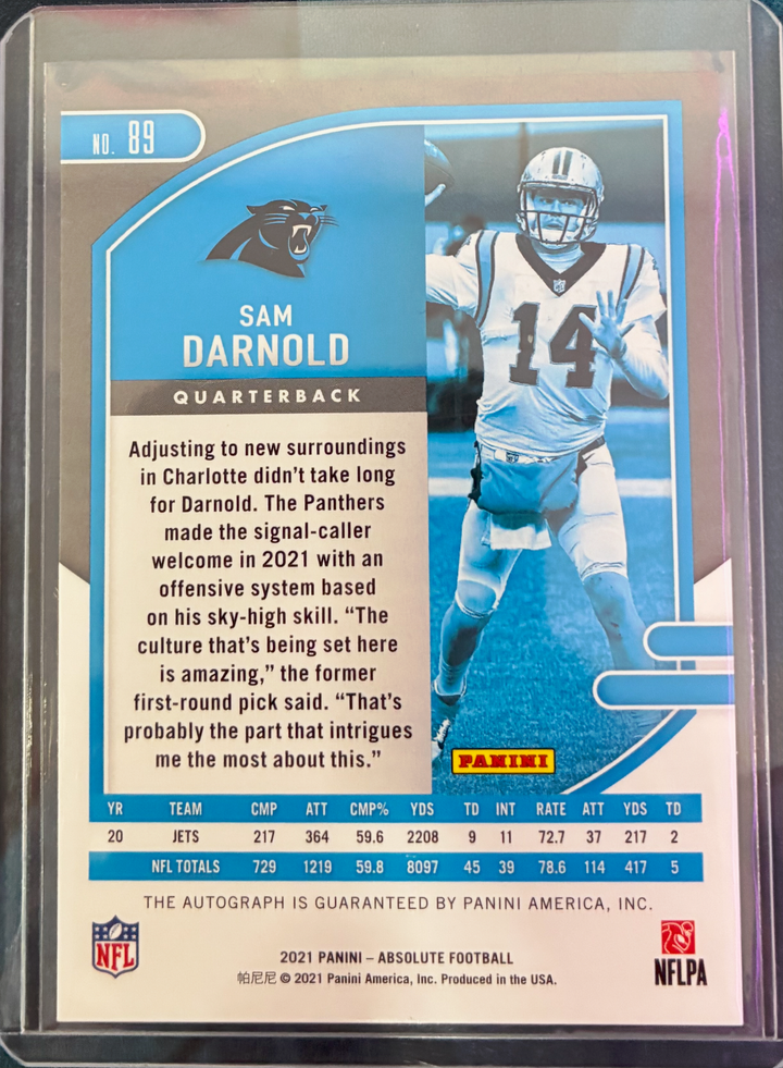 2021 Panini Absolute Football - Sam Darnold #89 - Autograph