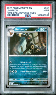 Umbreon 059/131 Pokemall Reverse Prismatic Evolutions - 2025 Pokemon - PSA 9