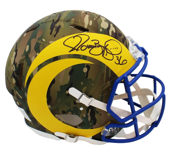 Jerome Bettis Autographed Rams Camo Full-Size Authentic On-Field Speed Helmet (Beckett)