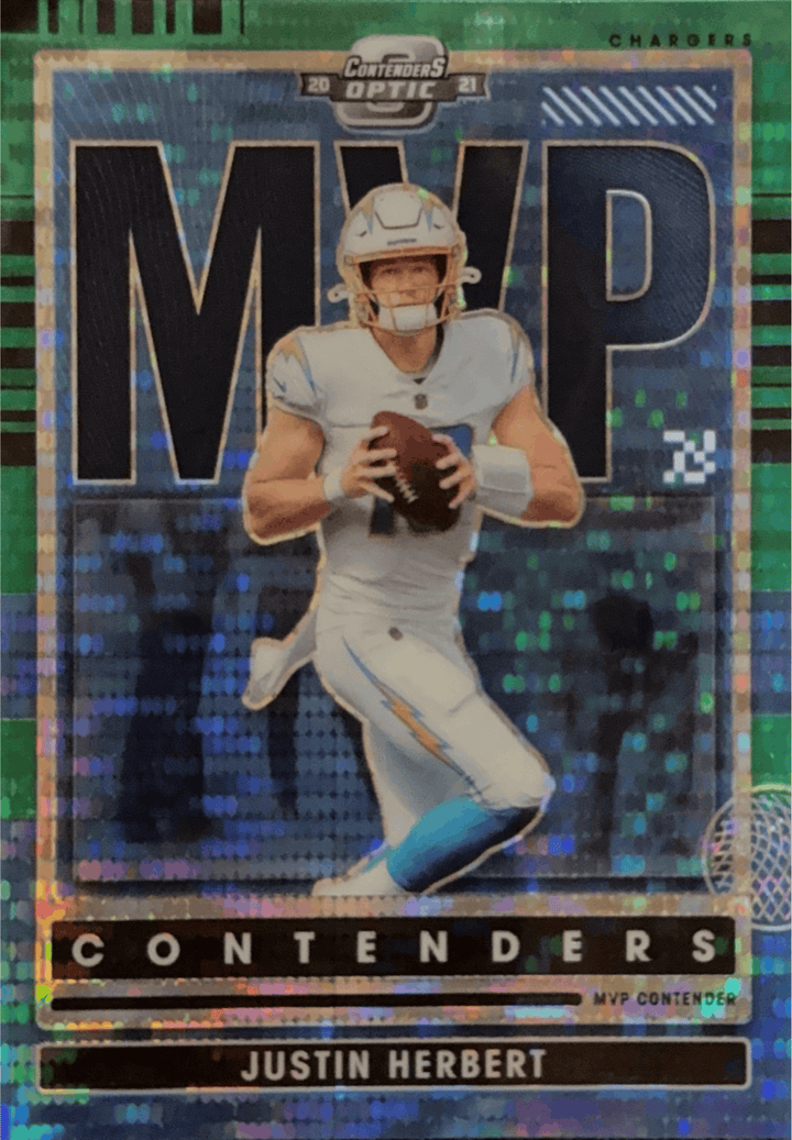 2021 Contenders Optic Chargers Justin Herbert MVP-JHE - SP Green Pulsar #d /30