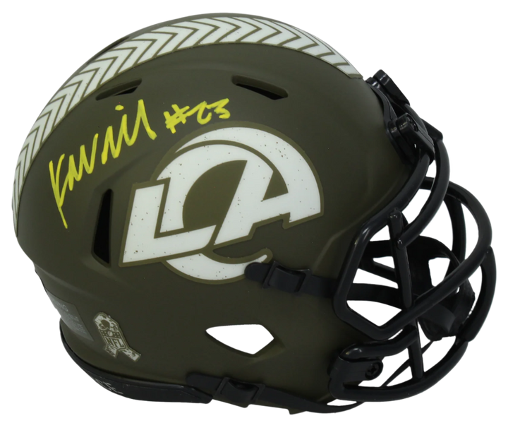 Kyren Williams Autographed Signed Salute to Service Mini Helmet - Beckett Certified