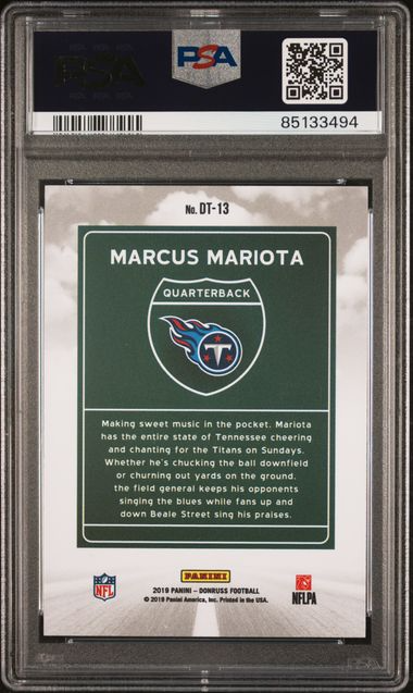 2019 Panini Donruss Optic Football - Marcus Mariota #DT13- Downtown! Case Hit - PSA 9
