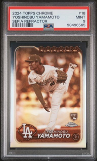 2024 Topps Chrome - Yoshinobu Yamamoto 18 - Sepia - PSA 9