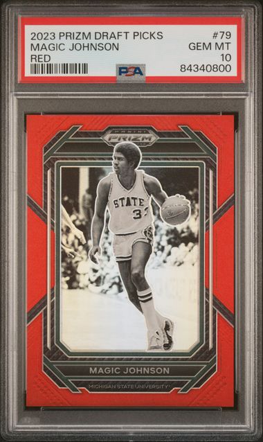 2023 Panini Prizm Draft Picks- Magic Johnson #79- Red /299- PSA 10