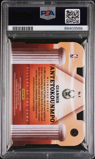 2022 Panini Crown Royale - Giannis Antetokounmpo - Pillars Of The Game Blue /75 - PSA 9