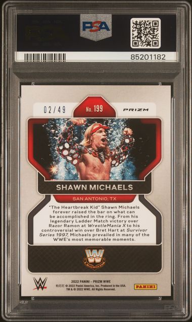 2022 Panini Prizm WWE - Shawn Michaels 199 - Teal /49 - PSA 9