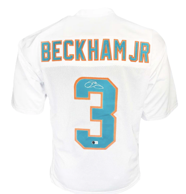 Odell Beckham Jr Signed Miami White Football Jersey (Beckett)