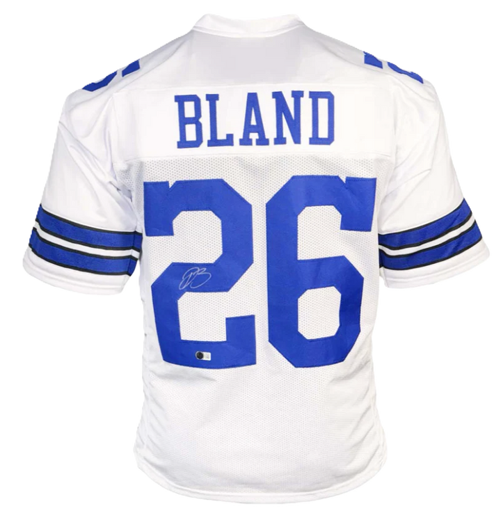 DaRon Bland Signed Dallas White Football Jersey (Beckett)