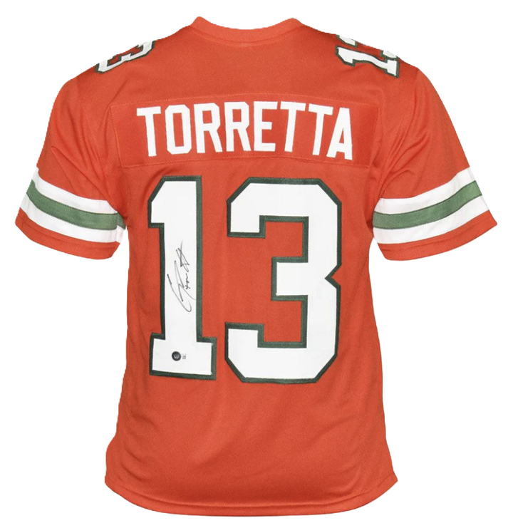 Gino Torretta Signed Miami College Orange Football Jersey (Beckett)