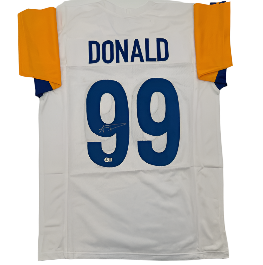 Aaron Donald Signed White Custom Jersey.  Beckett COA