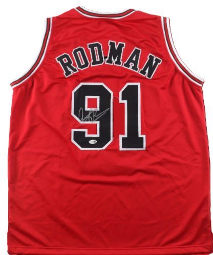 Dennis Rodman (HOF)  Signed Autographed Red Custom Jersey (JSA COA)