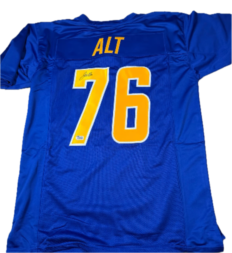 Joe Alt Autographed Signed Blue Football Jersey (Beckett)