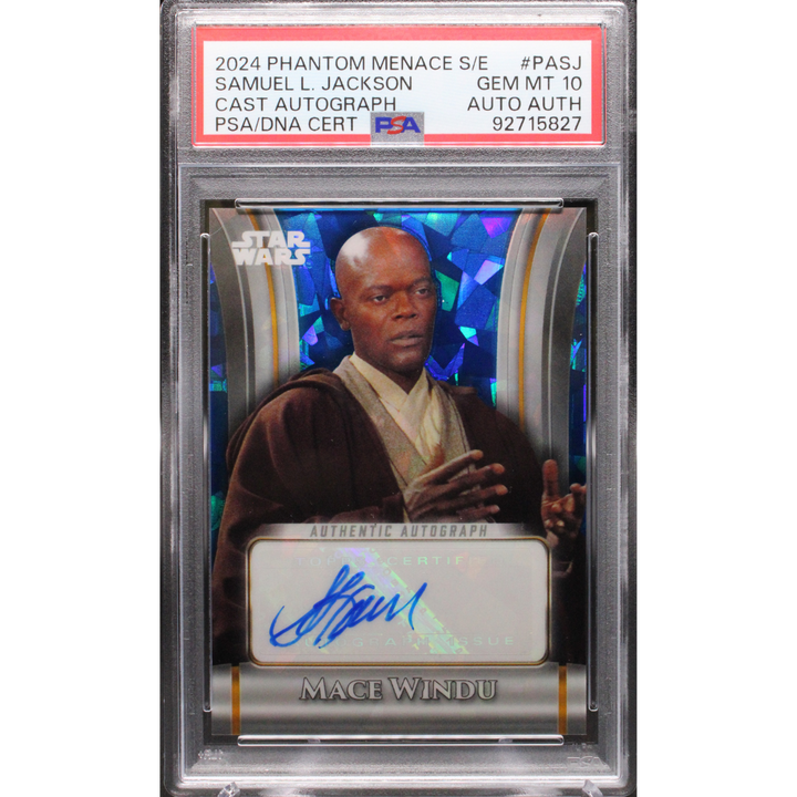 2024 Phantom Menace Sapphire Edition - Mace Windu / Samuel L Jackson PA-SJ - Sapphire Cast Auto - PSA 10