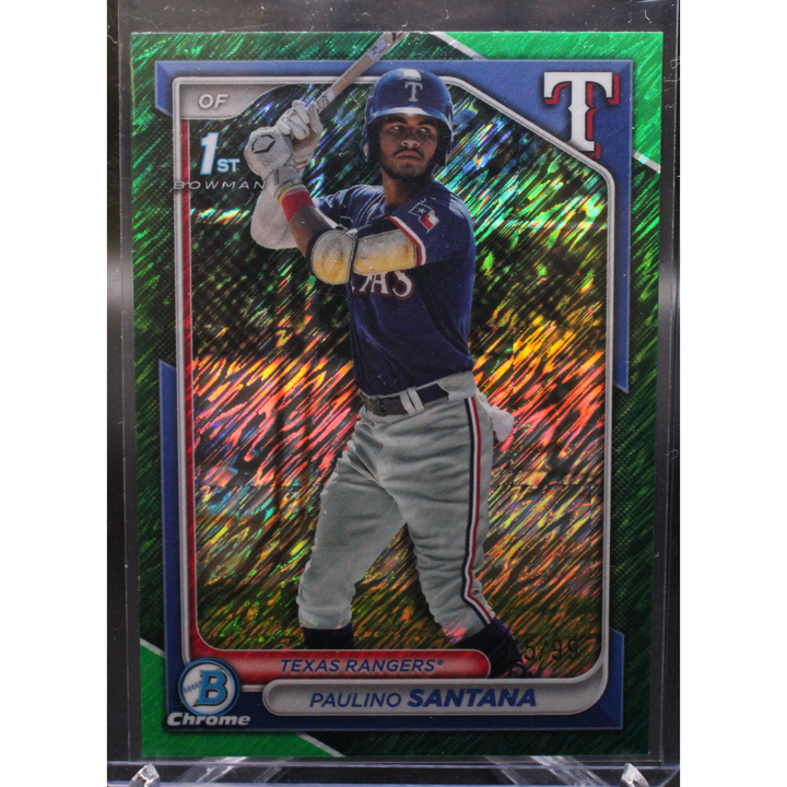 2024 Topps Bowman Chrome Baseball - Paulino Santana BCP-245 - 1st Bowman Green Shimmer /99