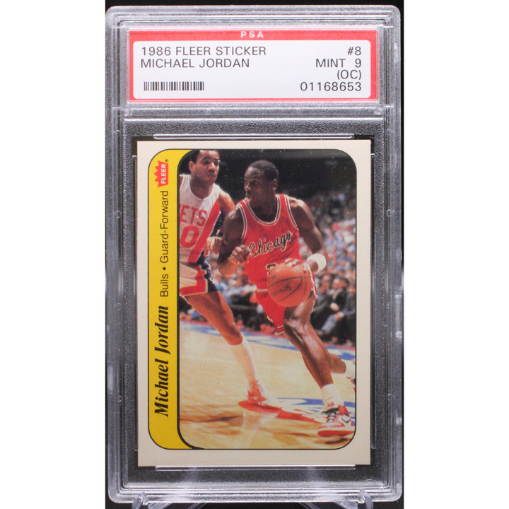 1986 Fleer Sticker - Michael Jordan 8 - PSA 9 OC