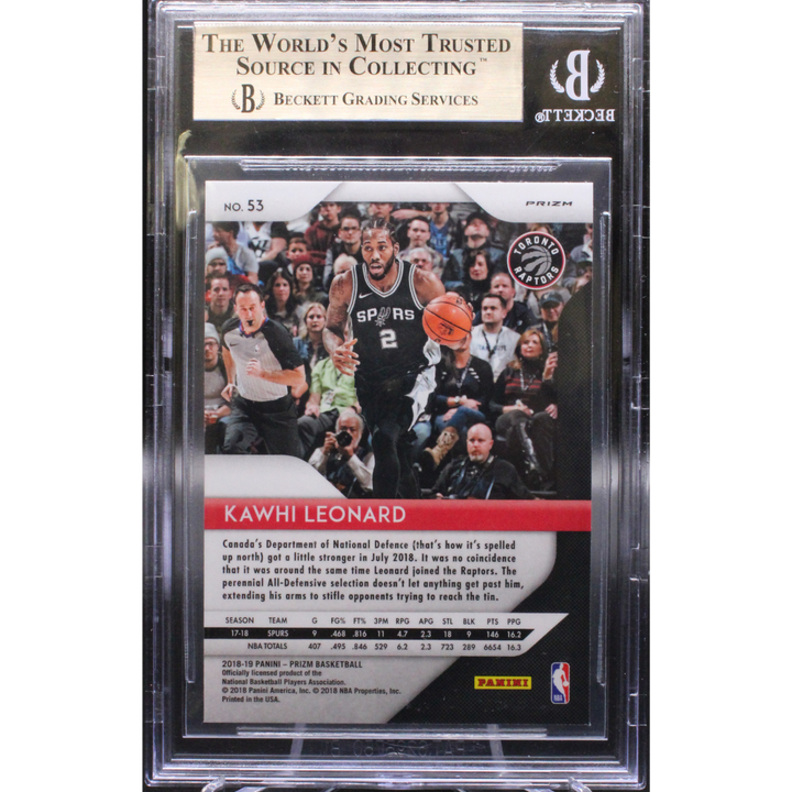 2018 Panini Prizm Basketball - Kawhi Leonard 53 - White Sparkle - BGS 9.5