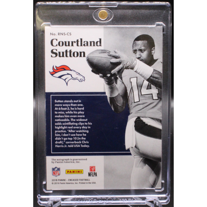 2018 Panini Encased Footballl - Courtland Sutton RNS-CS - Rookie Notable Signatures Recollection /3