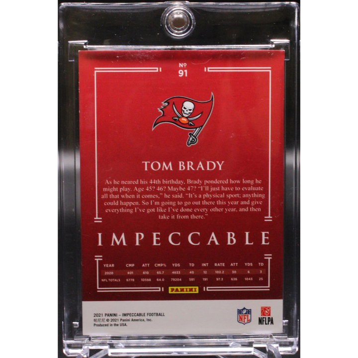 2021 Panini Impeccable Football - Tom Brady 91 - Silver /50