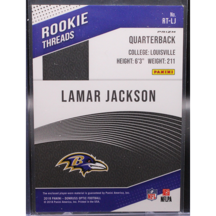 2018 Panini Donruss Optic Football - Lamar Jackson RT-LJ - Rookie Threads