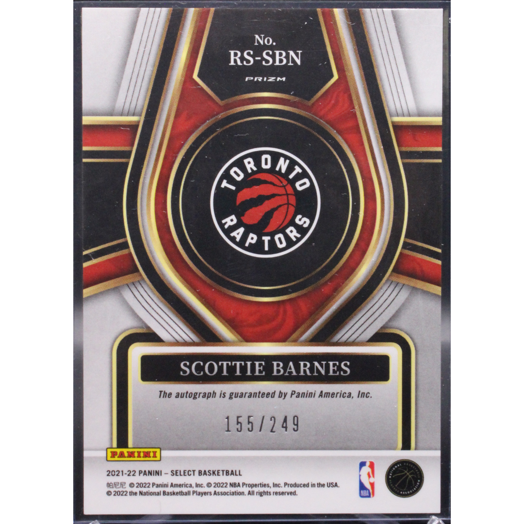 2021 Panini Select Basketball - Scottie Barnes RS-SBN - Silver Auto