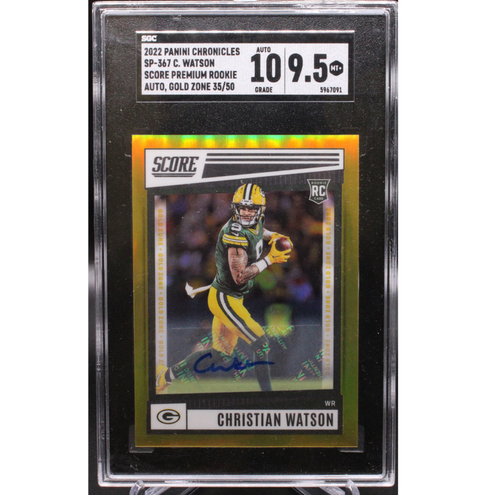 2022 Panini Chronicles - Christian Watson SP-367 - Gold Zone /50 - SGC 9.5 / 10