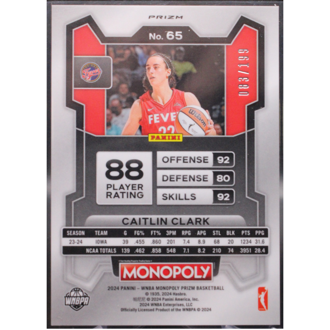 2024 Panini WNBA Prizm Monopoly - Caitlin Clark 65 - Light Blue /199