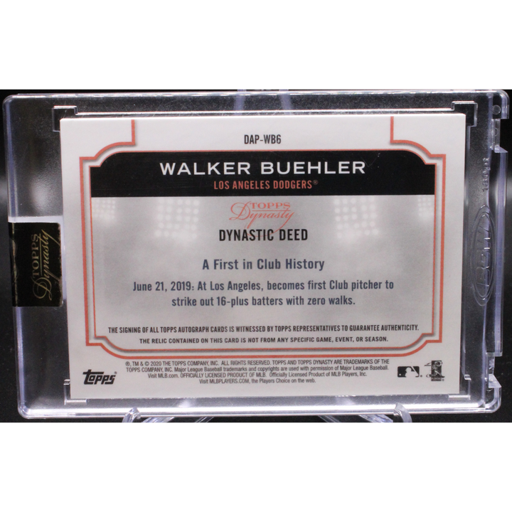 2020 Topps Dynasty - Walker Buehler DAP-WB6 - Jumbo Patch Auto /10